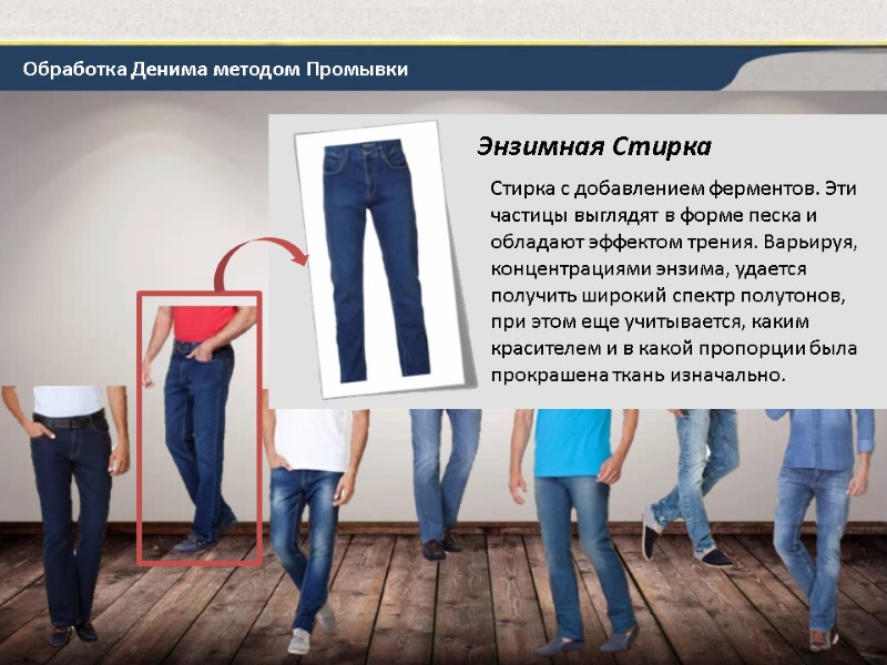 Обработка Денима методом Промывки Стирка с добавлением ферментов. Эти частицы выглядят в форме песка